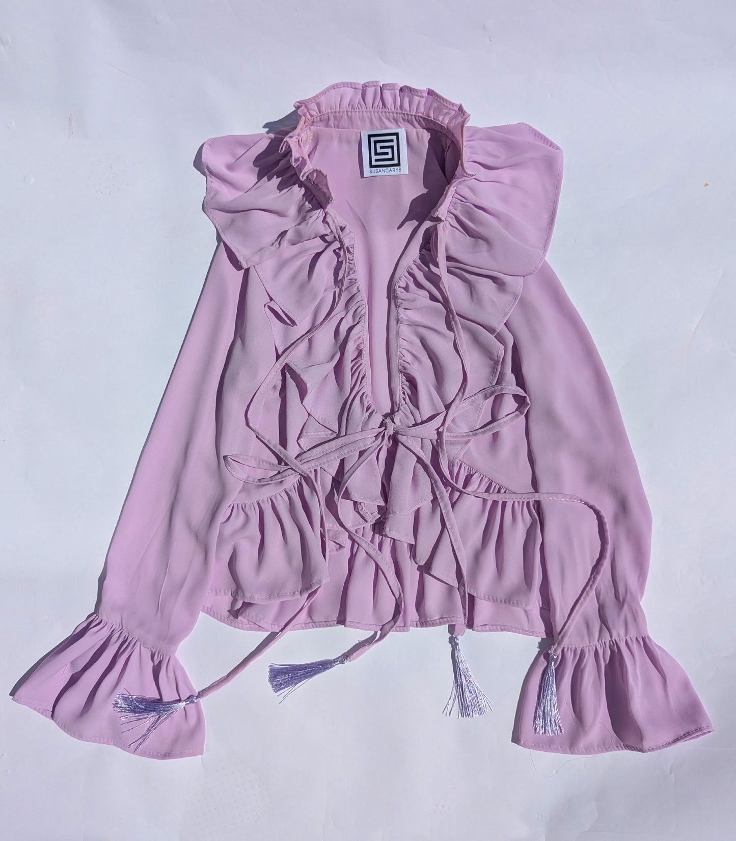 Lyra Top – Ruffle Front Boho Blouse in Lilac