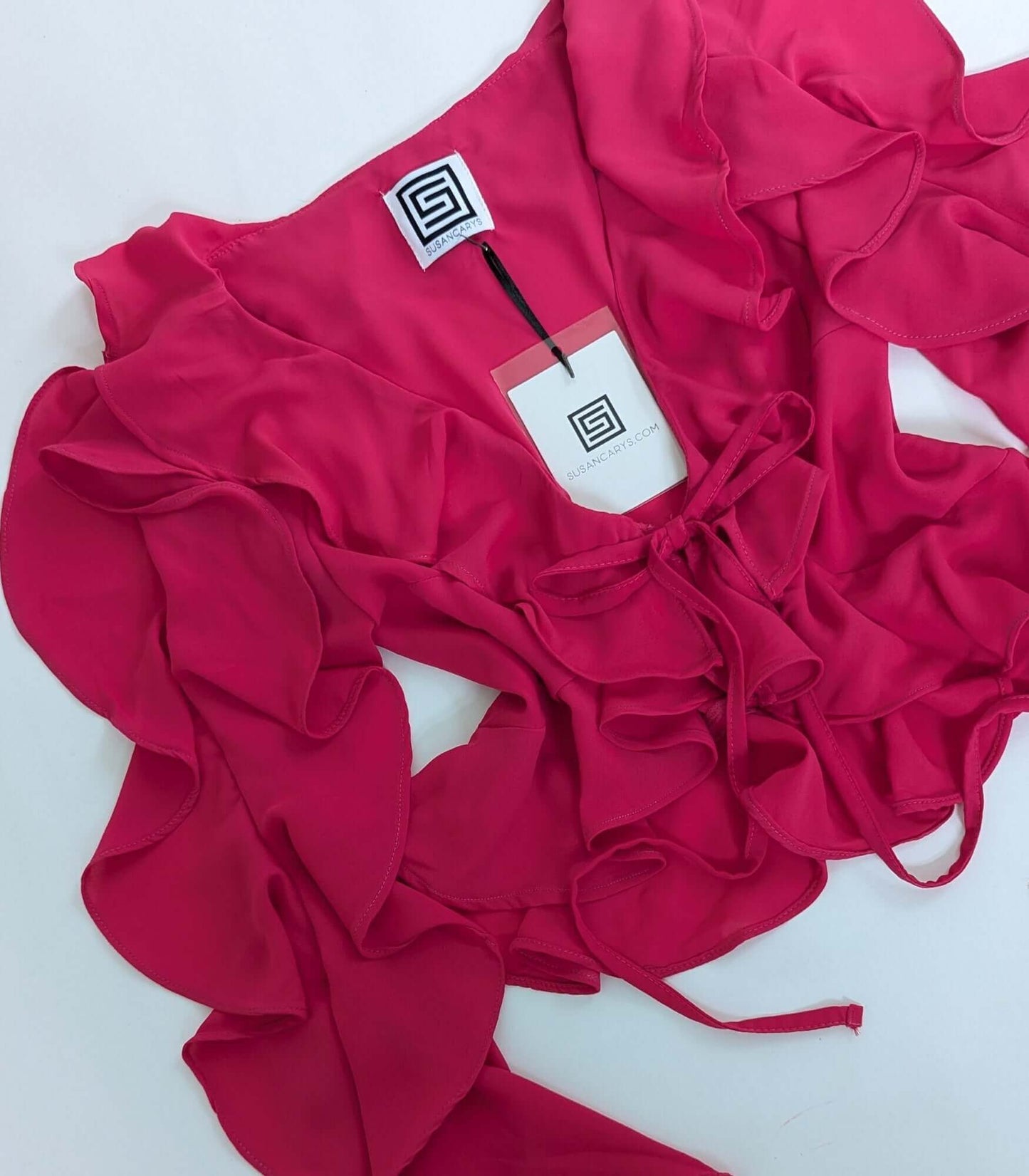 Roxy Top - Cerise Pink Ruffle Crop Top