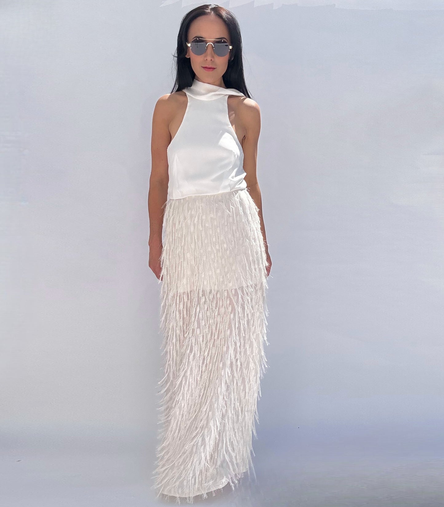 Zara White Feather Maxi Dress – Effortless Elegance for Summer