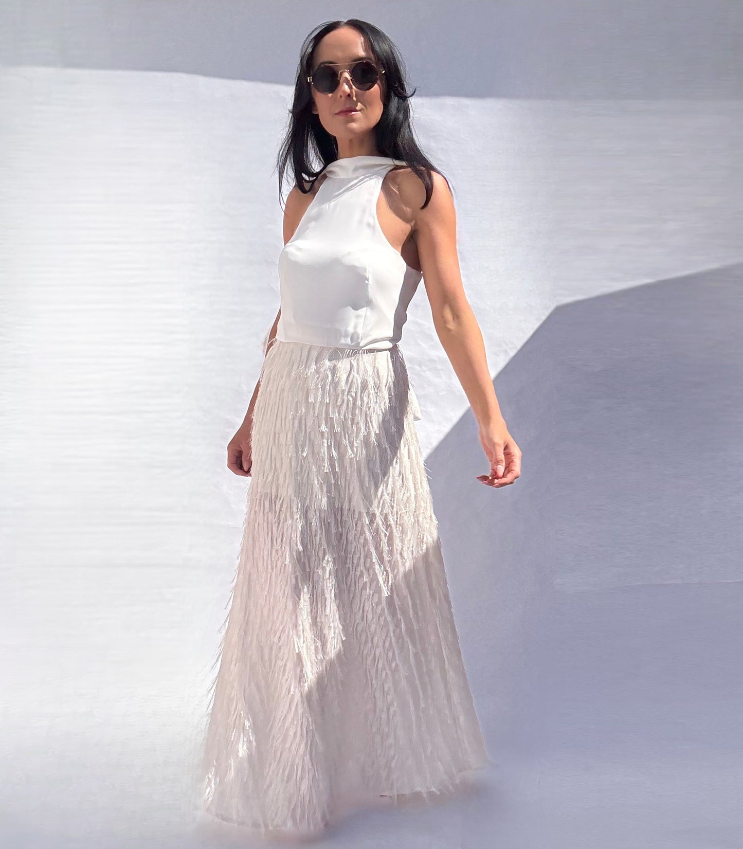 Zara White Feather Maxi Dress – Effortless Elegance for Summer