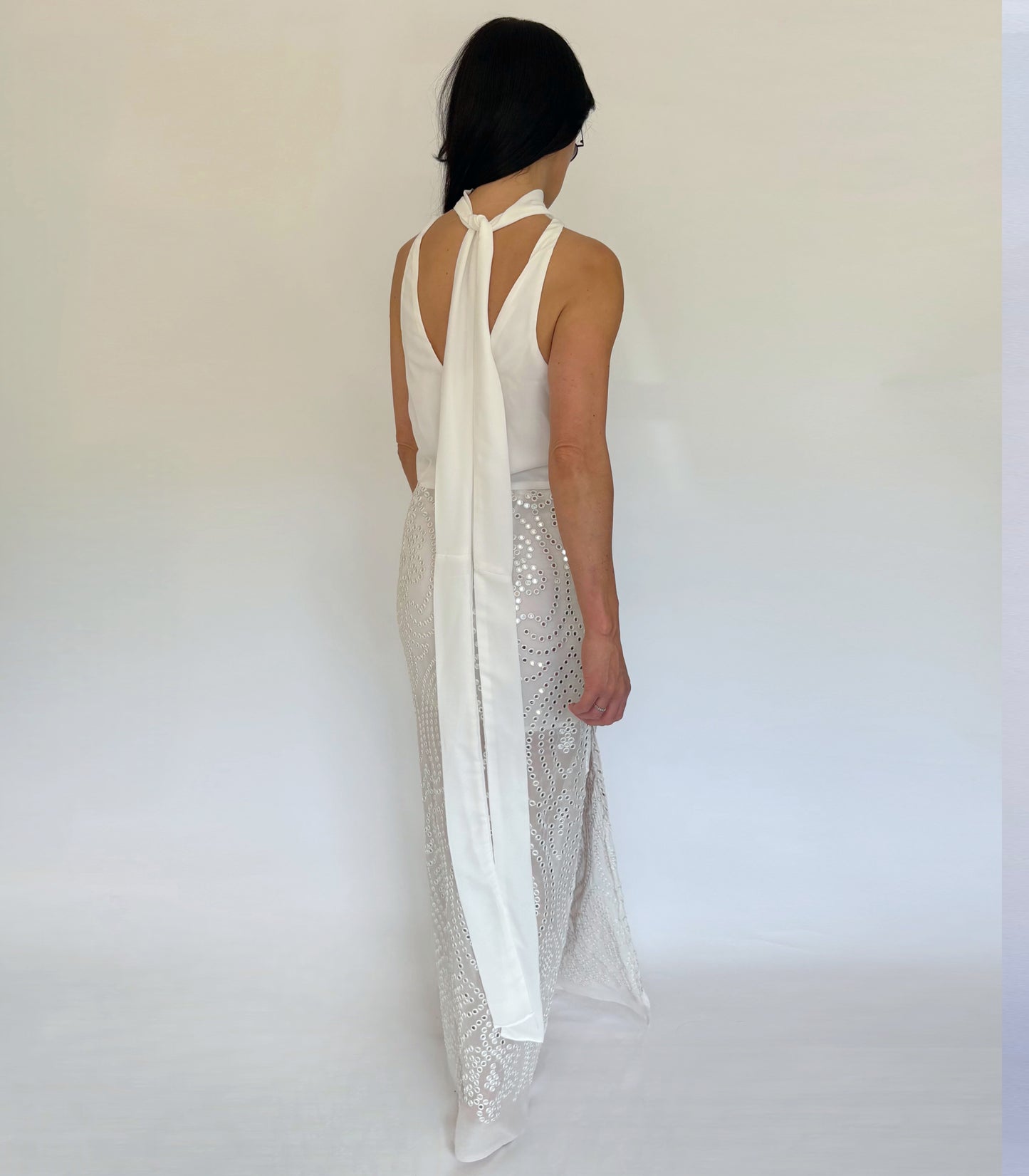 Sloane White Sequin High Neck Maxi Dress – Elegant Occasion wear