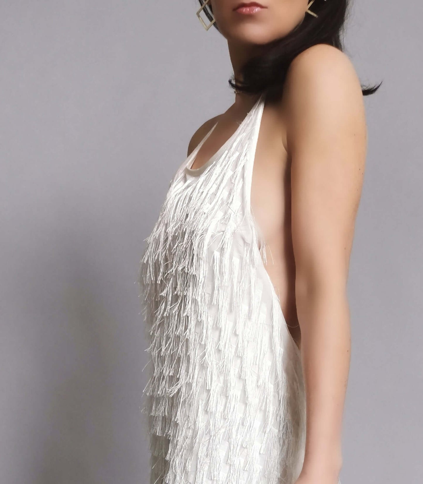 Nixi Dress - Luxurious Backless Feather Tassel Dress