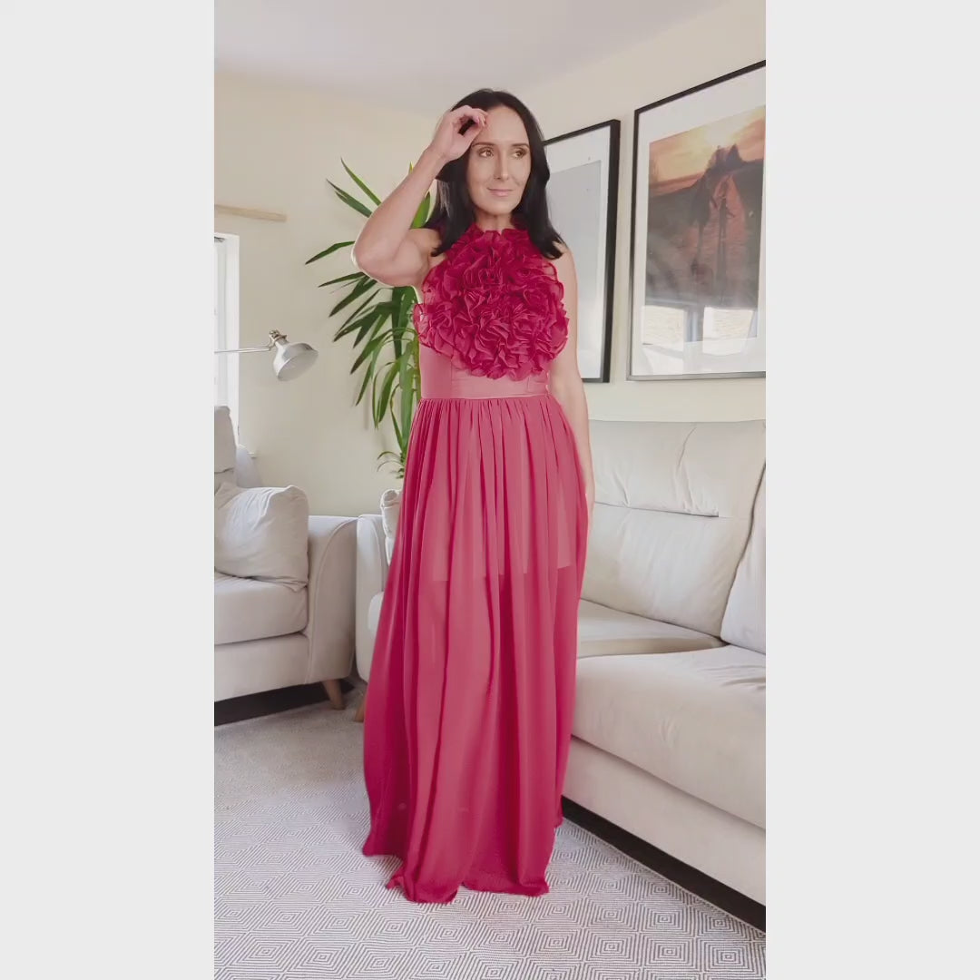 Natalia Dress - Stunning Claret Red Maxi Dress