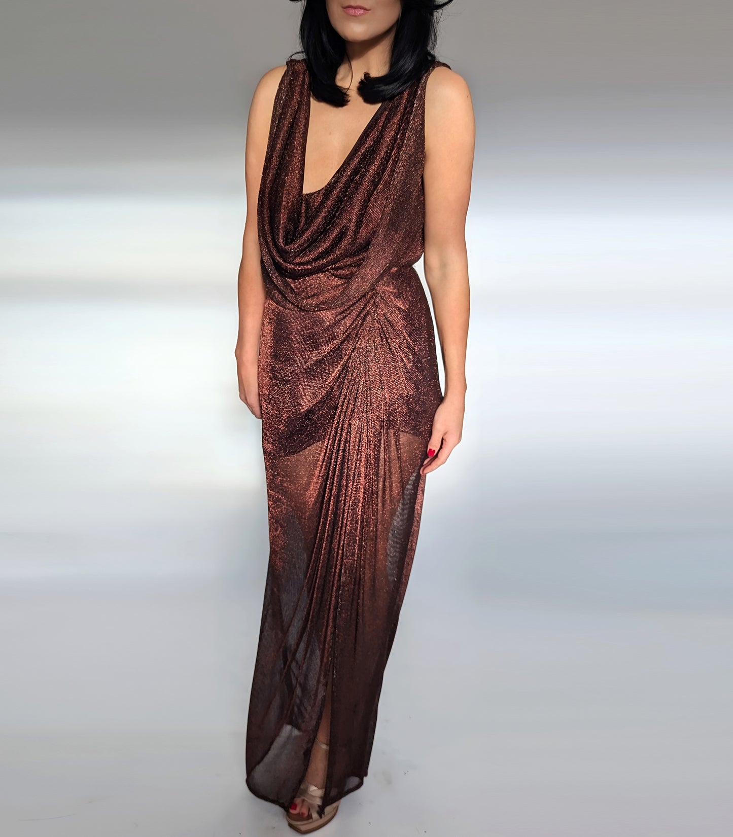 Elegant Layla Dress with Shimmer Chainmail Fabric