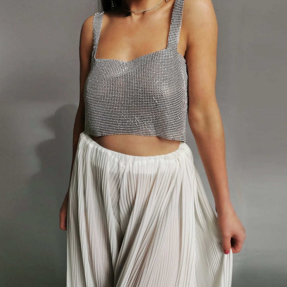 Gianna Top: Chic Backless Crystal Crop Top